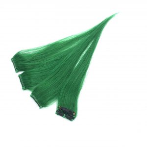 Green highlights human hair Clip-in extensions