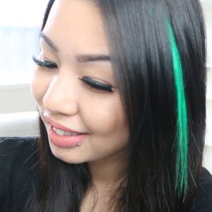 Green highlights on black hair