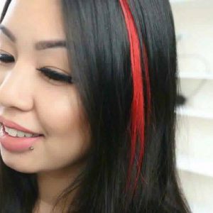 Red highlights on black hair
