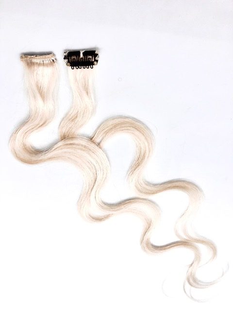 Bleach Blonde Highlights Wavy Clip-in Human Hair Extension single