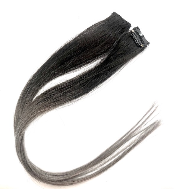 grey ombre brunette highlights clip-in hair extensions