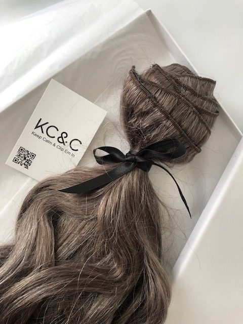 Brown Grey Remy Human Hair Clip-in Extensions