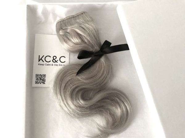 natural light grey clip-in hair extensions wavy