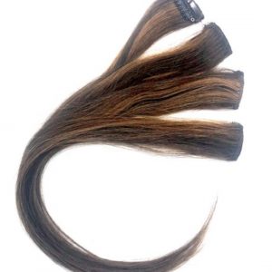 Chocolate Cocoa Balayage Highlight Human Hair Extension Clip-in