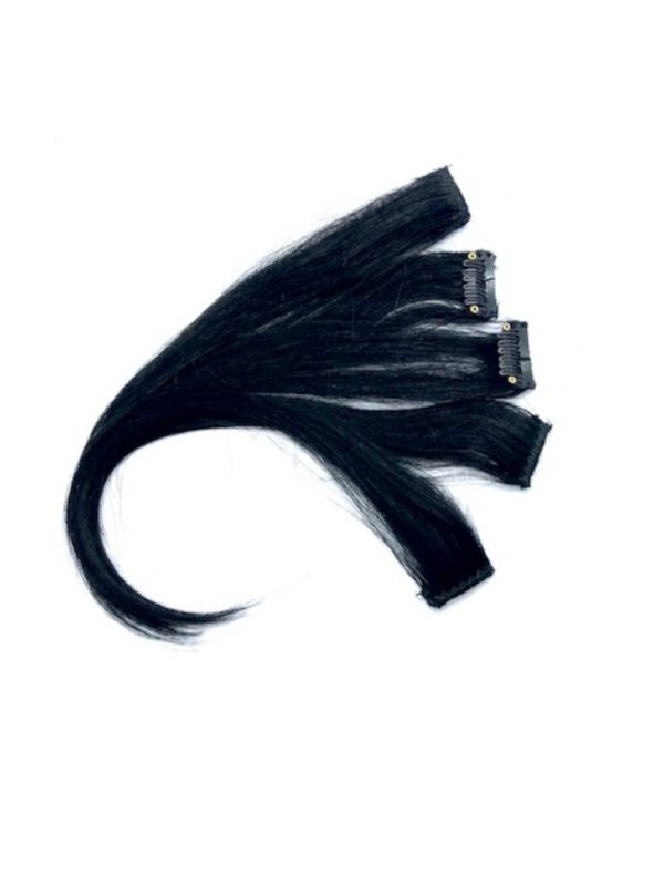Jet Black Highlights hair extensions clip-in.
