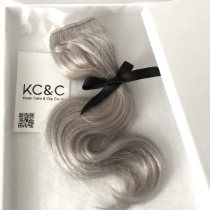 natural light grey clip-in hair extensions wavy